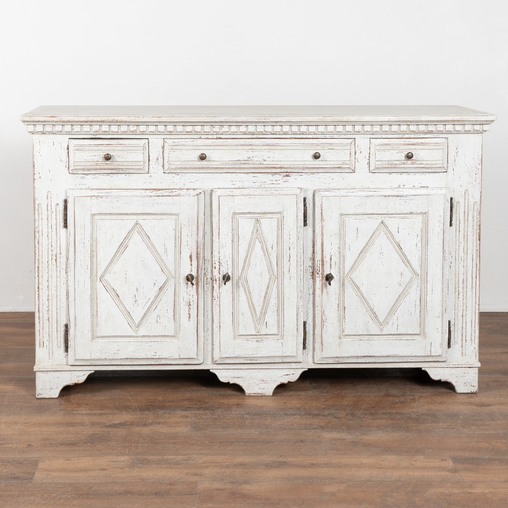 20th Century Swedish White Painted Oak Sideboard Buffet