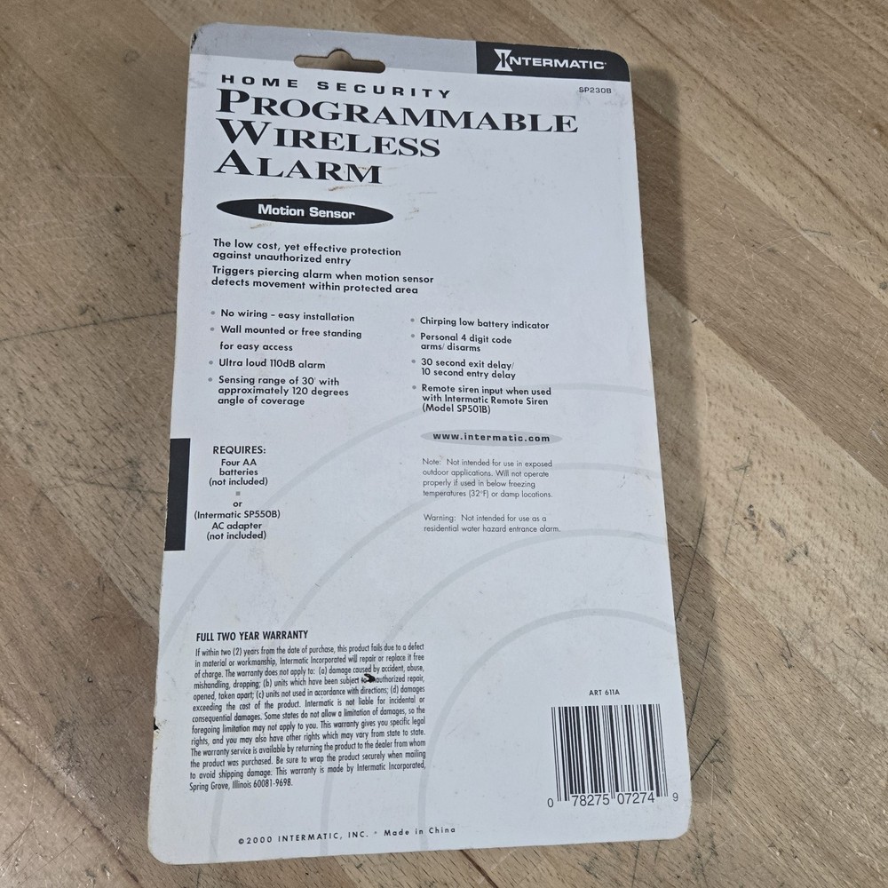 Intermatic Home Security Programmable wireless alarm w/ Motion Sensor NEW SEALED