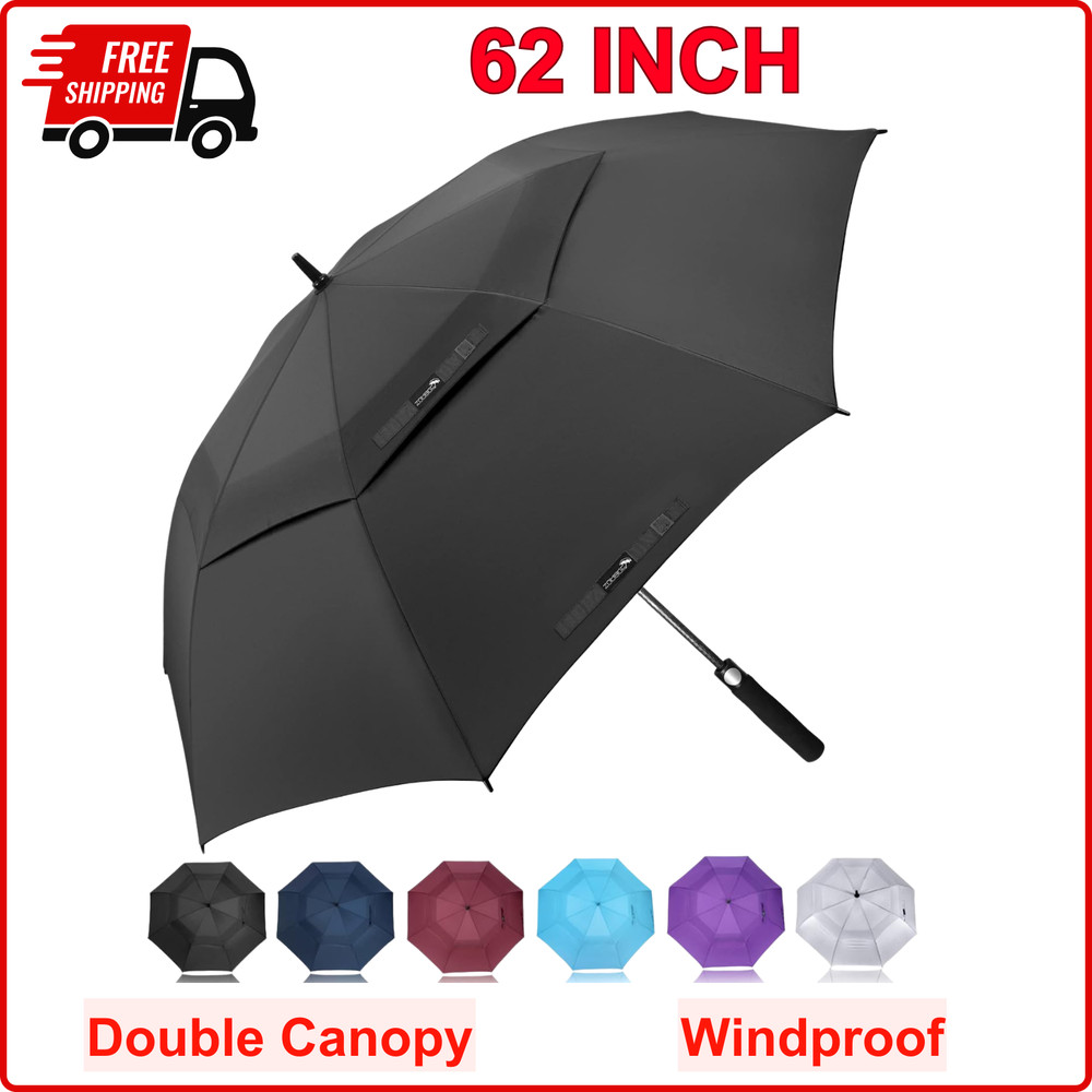 Golf Umbrella Windproof, Extra Large Oversized Heavy Duty Double Canopy for Rain