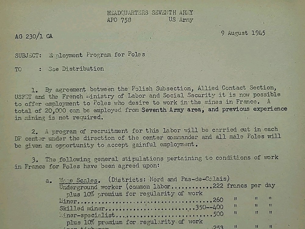1945 Germany WWII US Army War Military Document Work Programs for Polish Poland