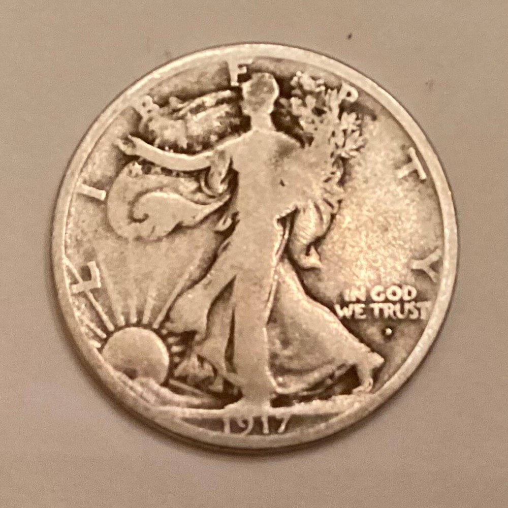 1917 Obverse S Walking Liberty Half Dollar cd -
