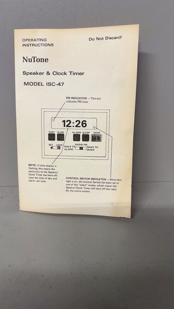 ISC-47 Nutone Speaker Clock Timer