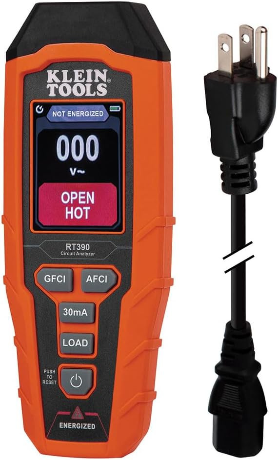 Klein Tools RT390 Circuit Analyzer: LCD - GFCI/AFCI Tester - Voltage Drop
