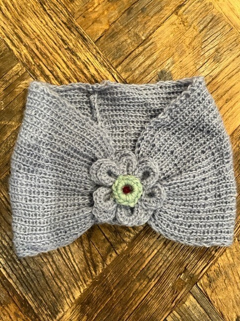 Hand knitted gloves and winter headbands
