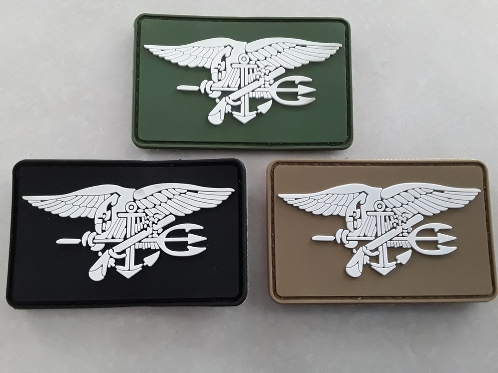 2 pc US Seal team rubberized patches 3-1/8x2" Hook back