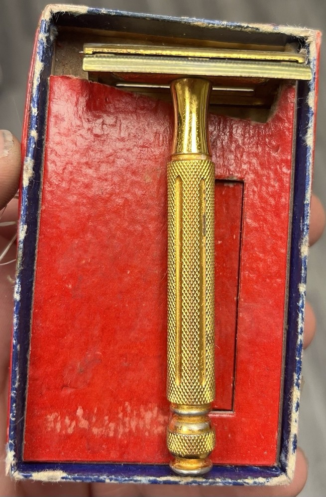Vintage Gold Gillette Tech Razor With Box