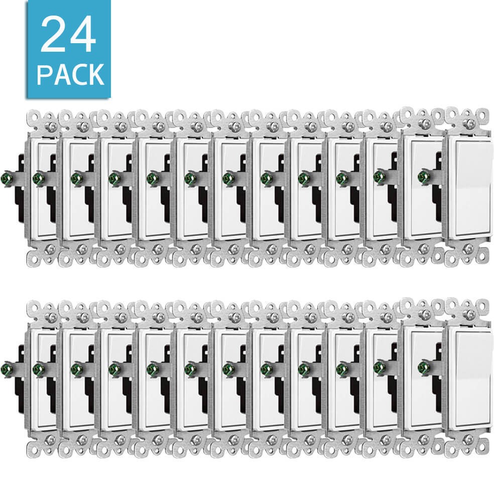 24PCS Decorator Single Pole Wall Switch Paddle Rocker Decorative ON/OFF Light UL