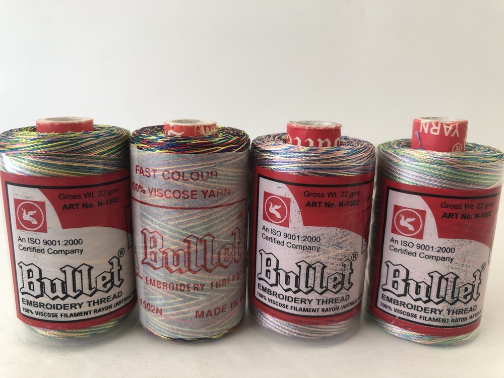 Bullet Embroidery Thread Spools - (4) 22 gm Rolls #1502-N India