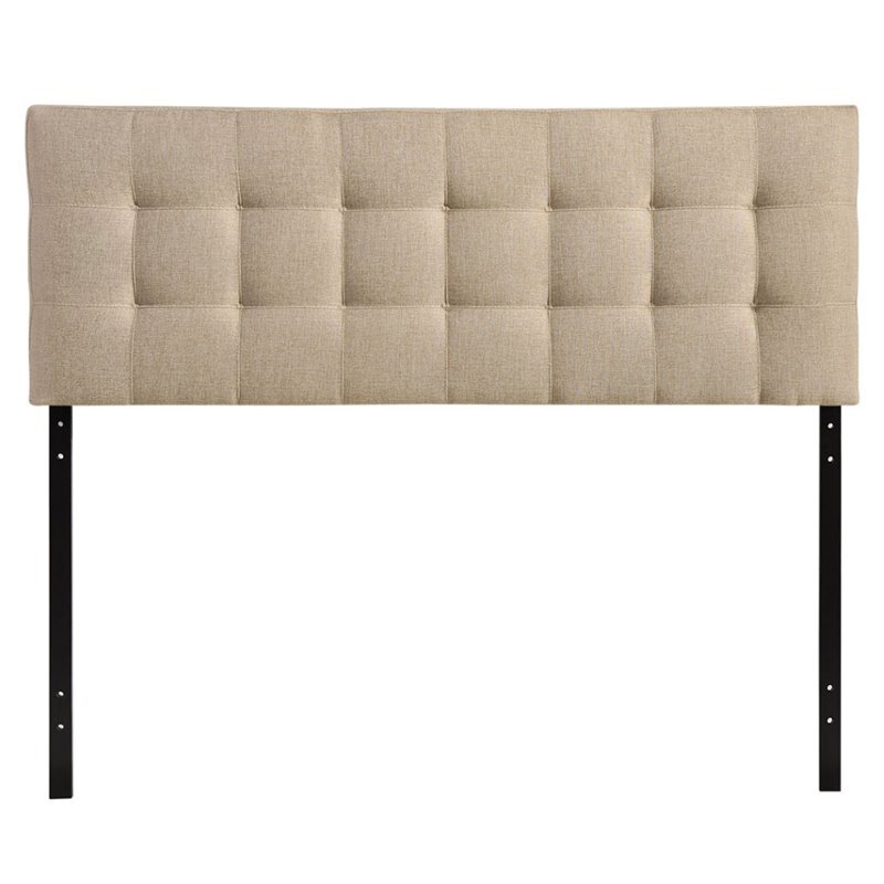 Modway Lily King Upholstered Polyester Fabric Headboard in Beige
