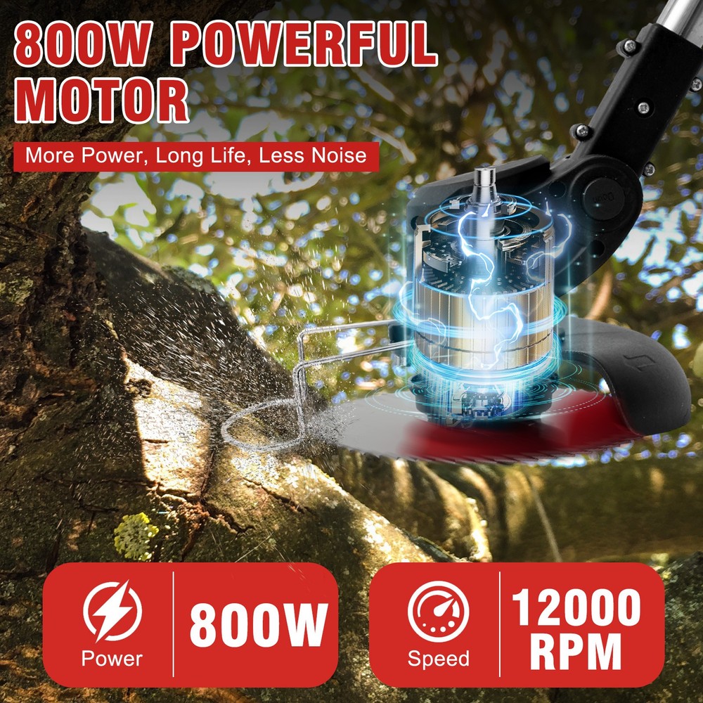 Wireless Cordless Grass String Trimmer Lawn Edger Weed Wacker Cutter + 2 Battery