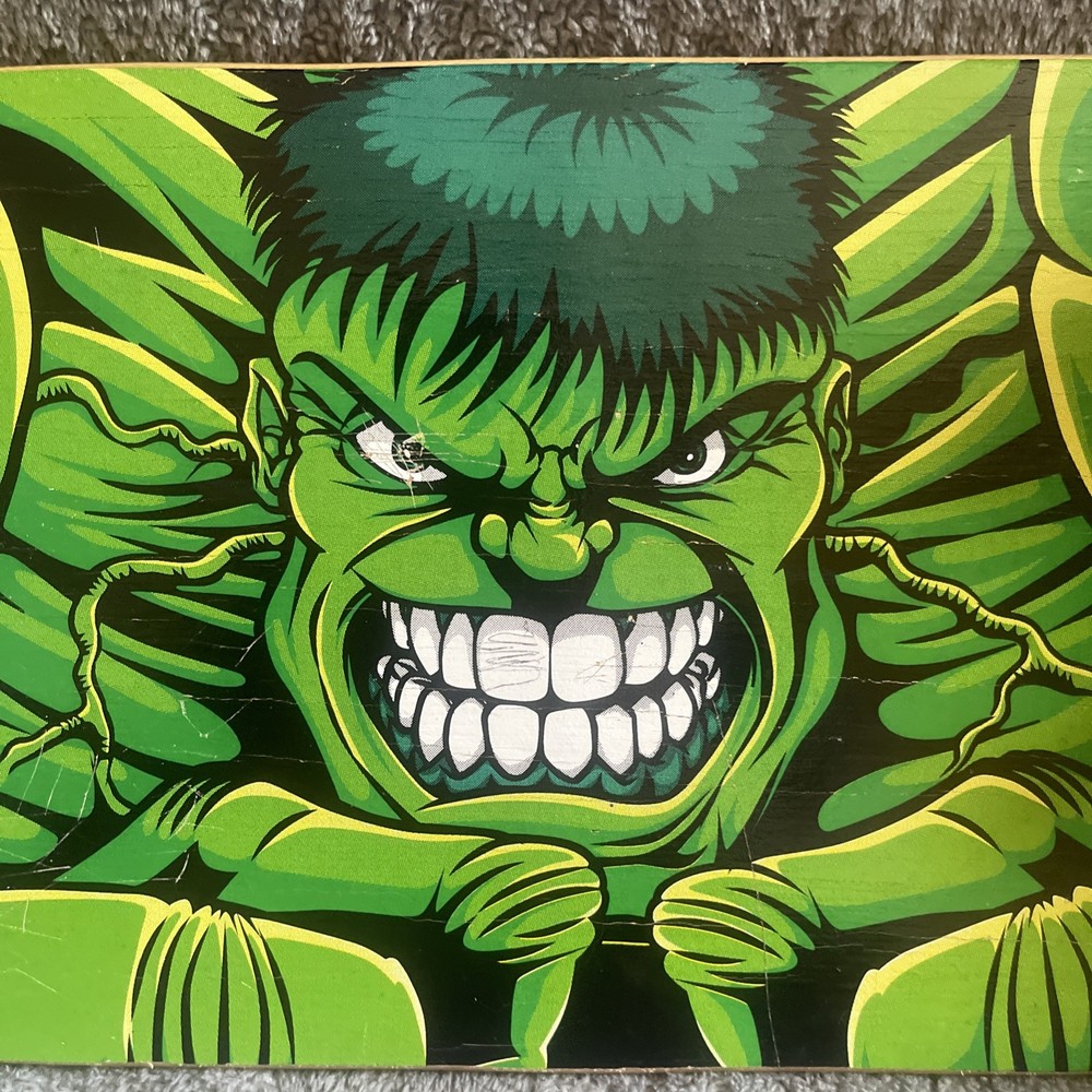 Vintage 2002 Marvel The Incredible Hulk Caution Skateboard