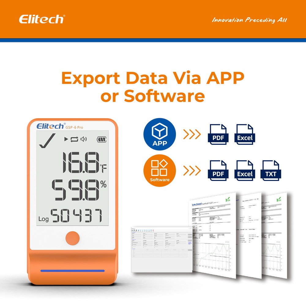 Elitech Bluetooth Temperature Humidity Data Logger Vaccine Recorder GSP-6Pro