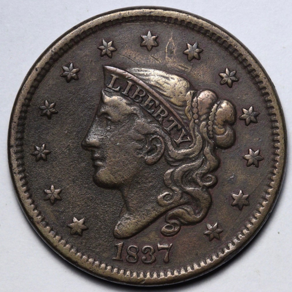 1837 Coronet Head Large Cent VF E119 VWUNM