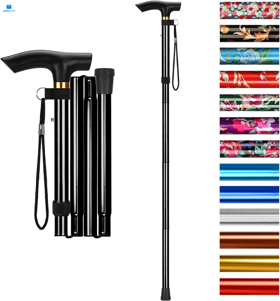 supregear Folding Cane, 5-Level Adjustable Height Walking Stick Black