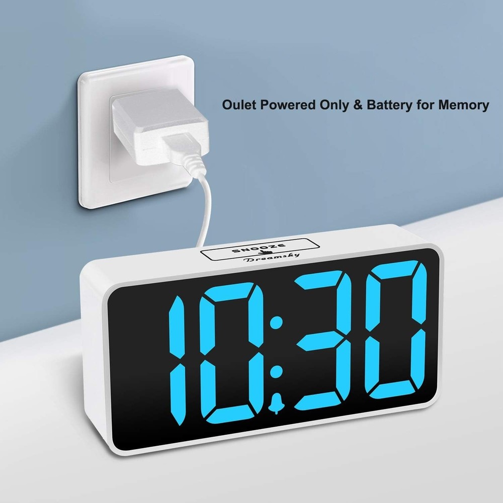Sleek Digital Bedside Alarm Clock with Nightlight & Power Backup Features