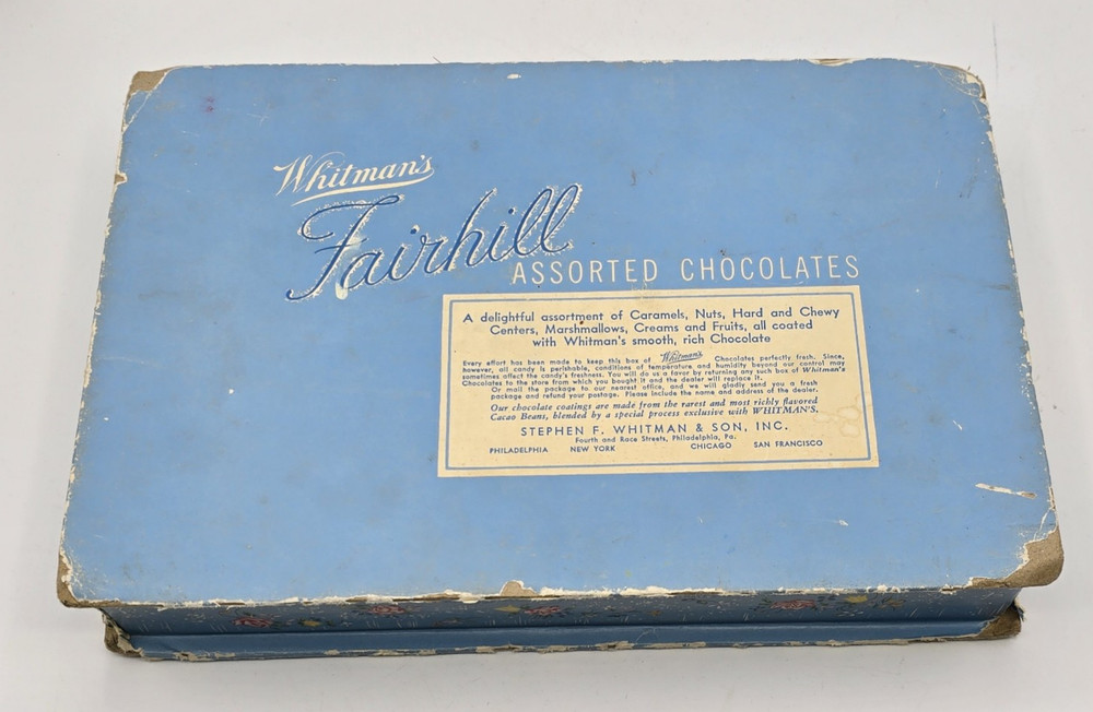 VTG Whitman’s Fairhill Chocolates Empty Box Assorted Selected Centers 2 lb Box