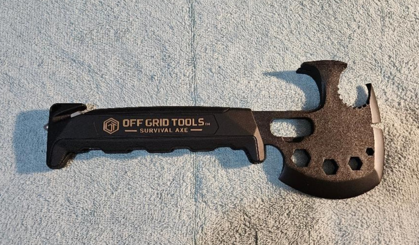 Off Grid Tools Black Survival Stainless Multi-Tool Axe w/ Saw Blade Never Used