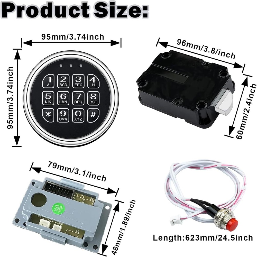 Gun Safe Lock Replacement Electronic Chrome Keypad with Swing Bolt Lock