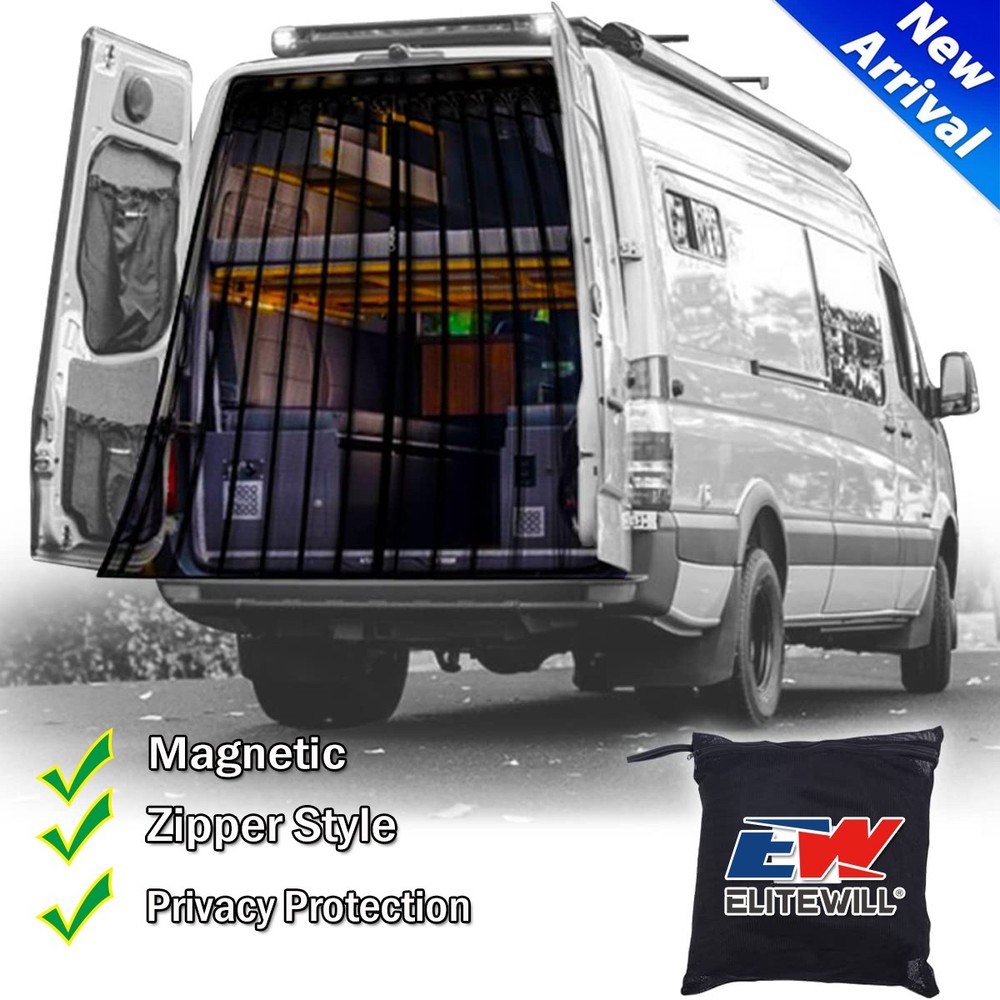 Magnetic Sprinter Van Bug Fly Screen for Mercedes-Benz Rear Door Zipper Style