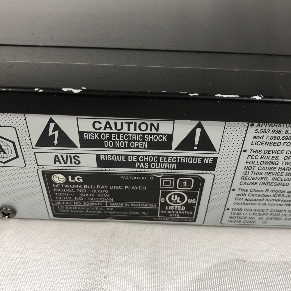 LG BD370 Blu-Ray DVD Player - No Remote, Tested, Working