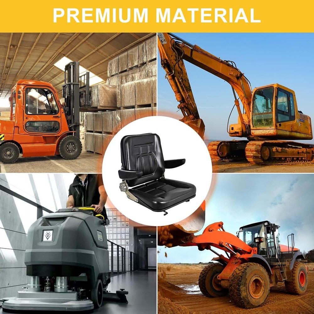 Universal Forklift Seat Simple Installation Adjustable Backrest & Armrests