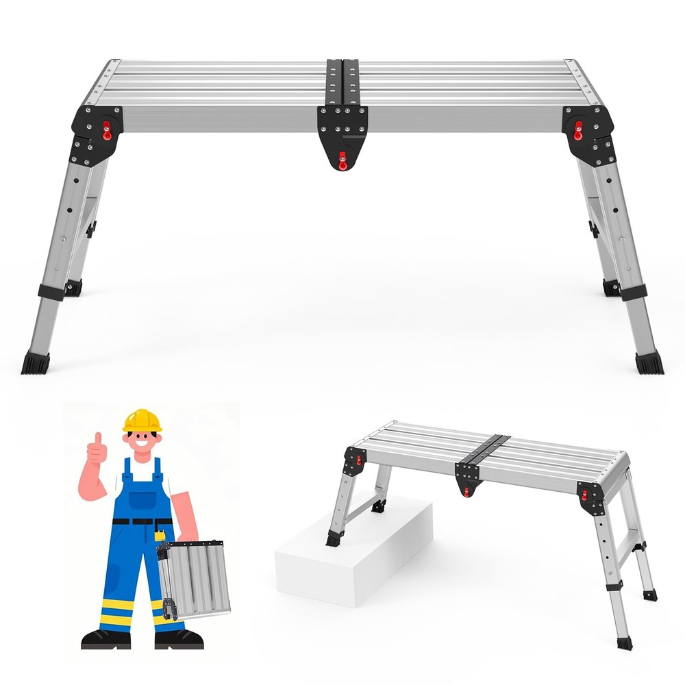 Loyoda Work Platform 500 Lbs, Folding Step Stool with Larger Black, Black