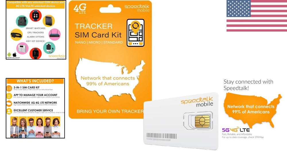 GPS Tracker SIM Card Kit: Standard, Micro, Nano for 4G Devices - Easy Activation