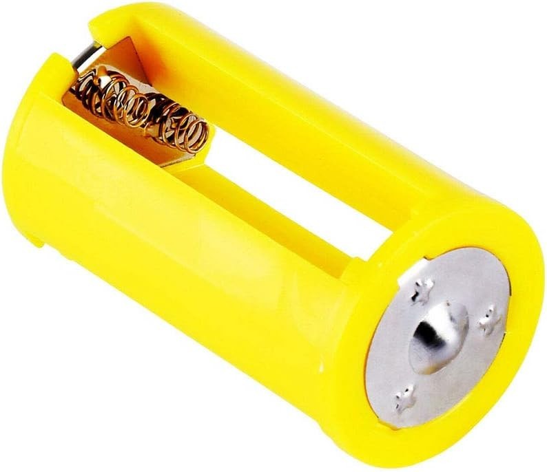 8 Pcs AA to Size D Battery Adapter Converter Cases, Parallel Yellow Plastic