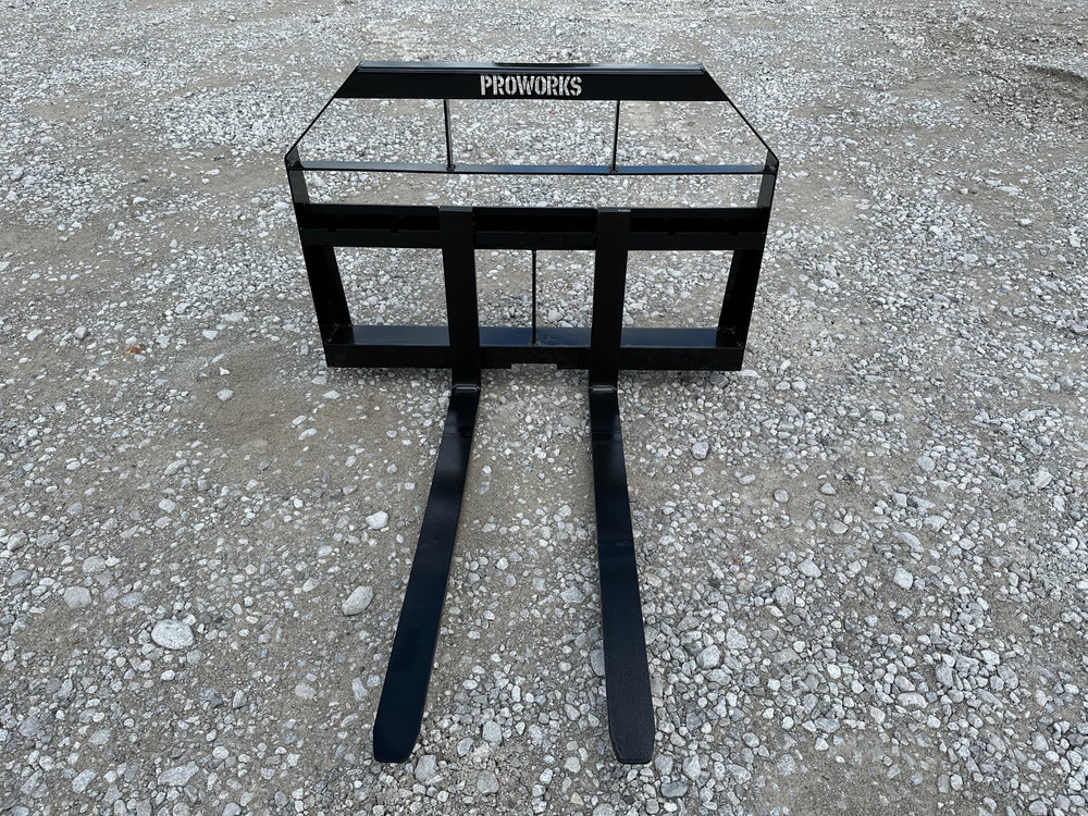 48" Root Rake Clam Grapple and 42" Long Pallet Forks Attachment ComboQuickAttach