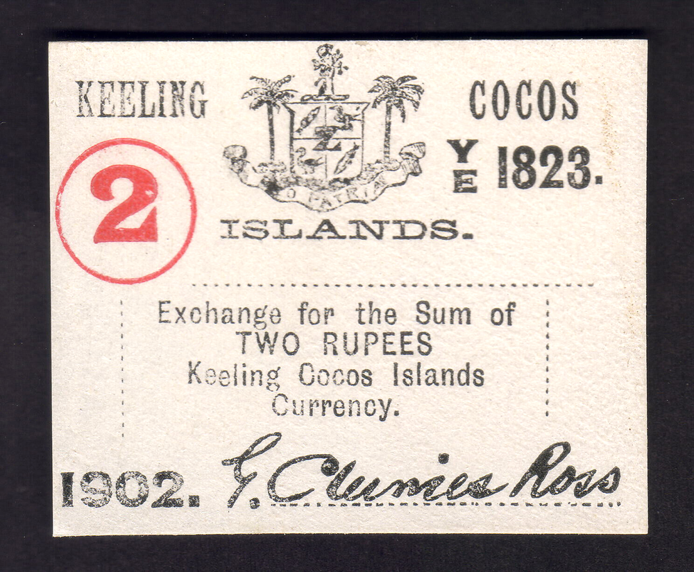 Cocos Keeling Islands P-S127. (1902) 2 Rupees.. UNC