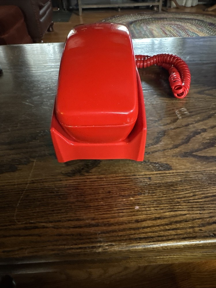 Vintage Red GTE Automatic Electric Wall Phone Push Button Retro Untested