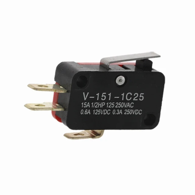 (2 Pack) V-151-1C25 Micro Limit Switch, Short Hinge Lever, SPDT