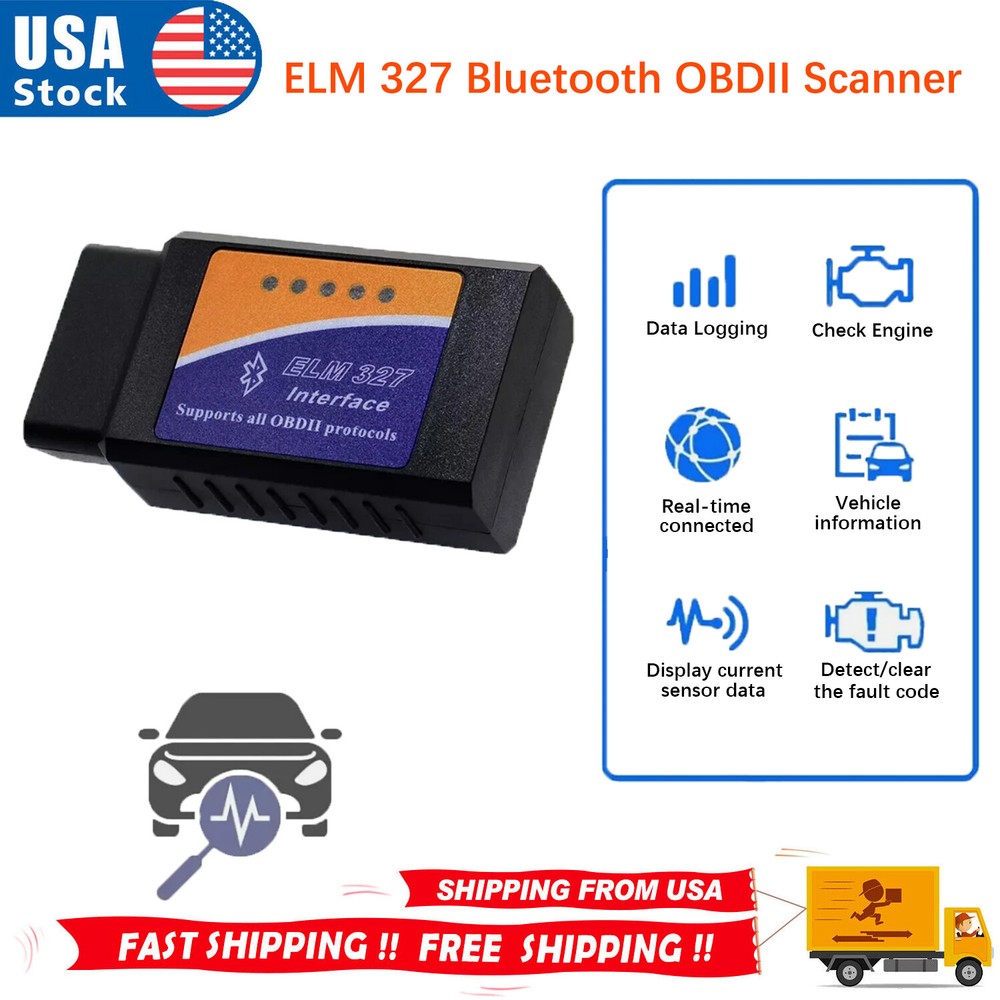 Bluetooth OBD2 OBDII Car Diagnostic Scanner Auto Fault Code Reader Tool ELM327