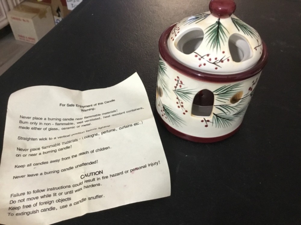 Christmas Holiday Themed Ceramic Tea Lite Candle Holder