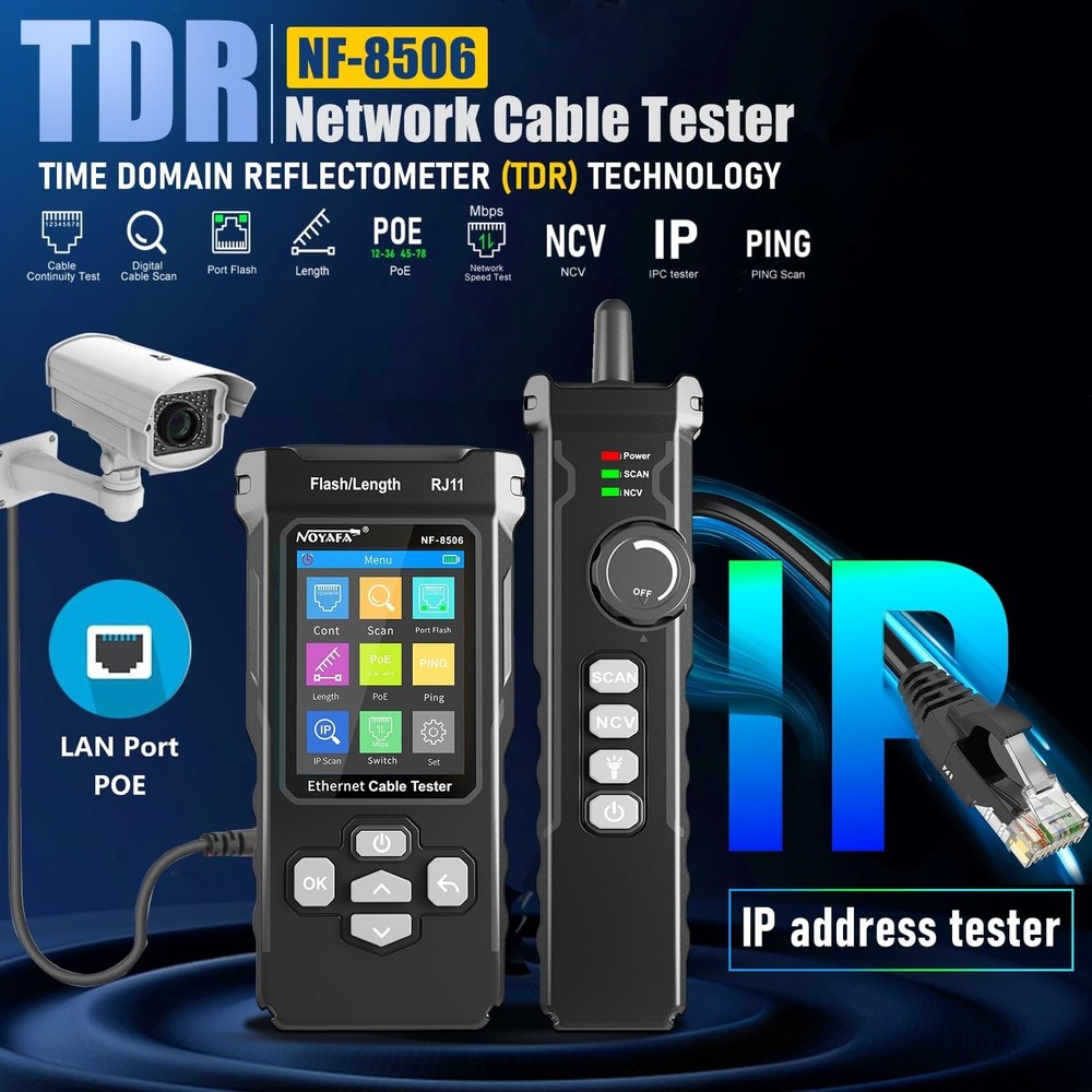 Handheld Network Cable Tester with Ping Function and Cable Length Measurement