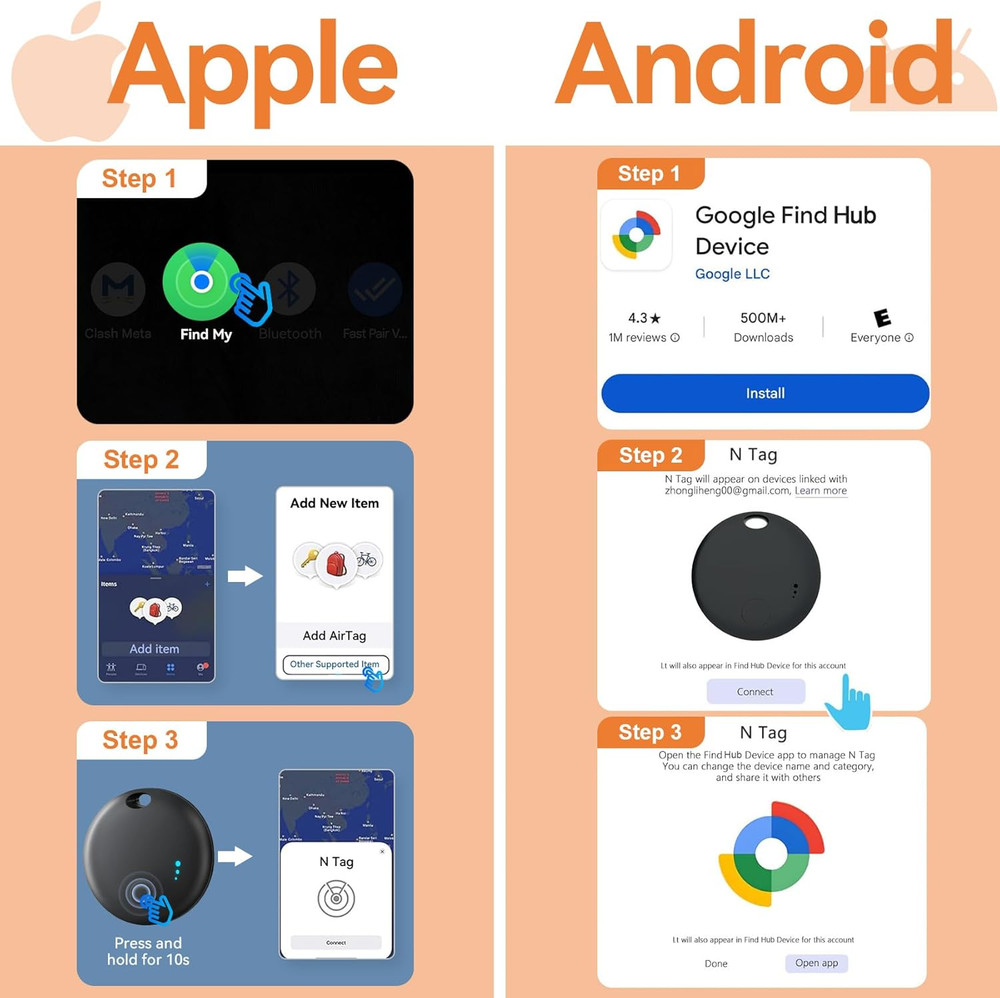 2026 Air Tracker Tags for Android or iOS,Dual System Both iOS and Android Tracke