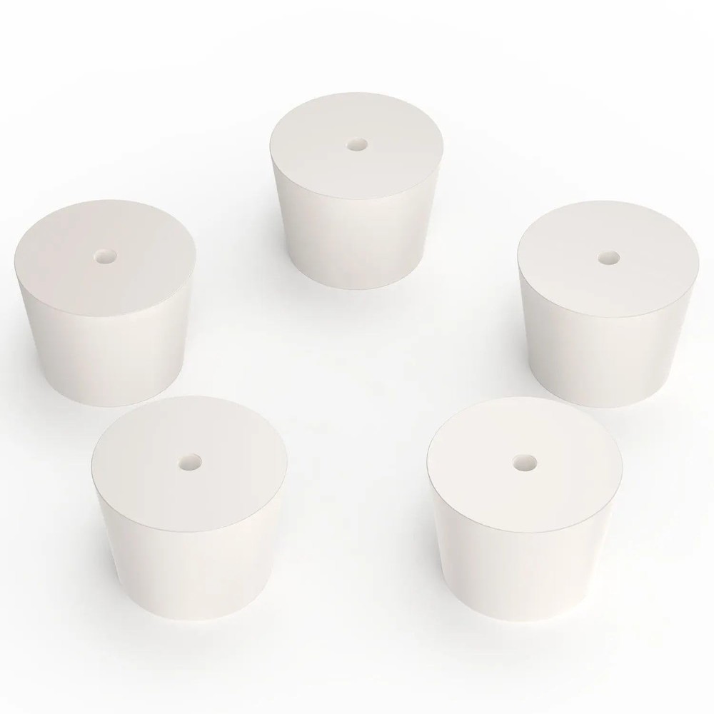Solid Rubber Stopper with Single Hole 5-Pack 8# Air-Tight Control Tapered Lab...