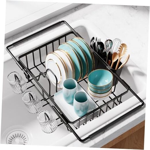 Dish Drying Rack in Sink - Expandable Standard - 15.4" × 9.8" × 3" Black
