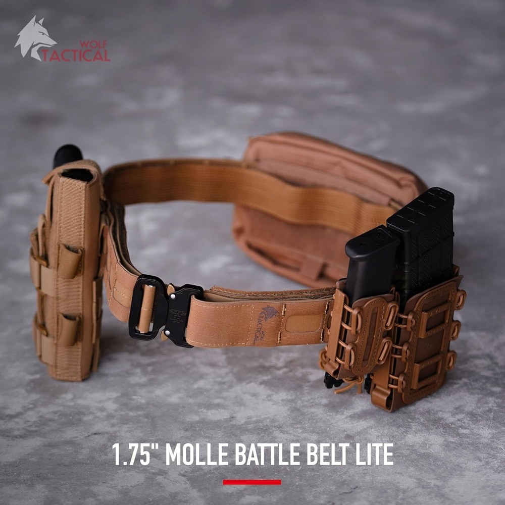 Tactical Molle Battle Belt Lite 1.75” Quick-Release Combat Belt - Adjustable