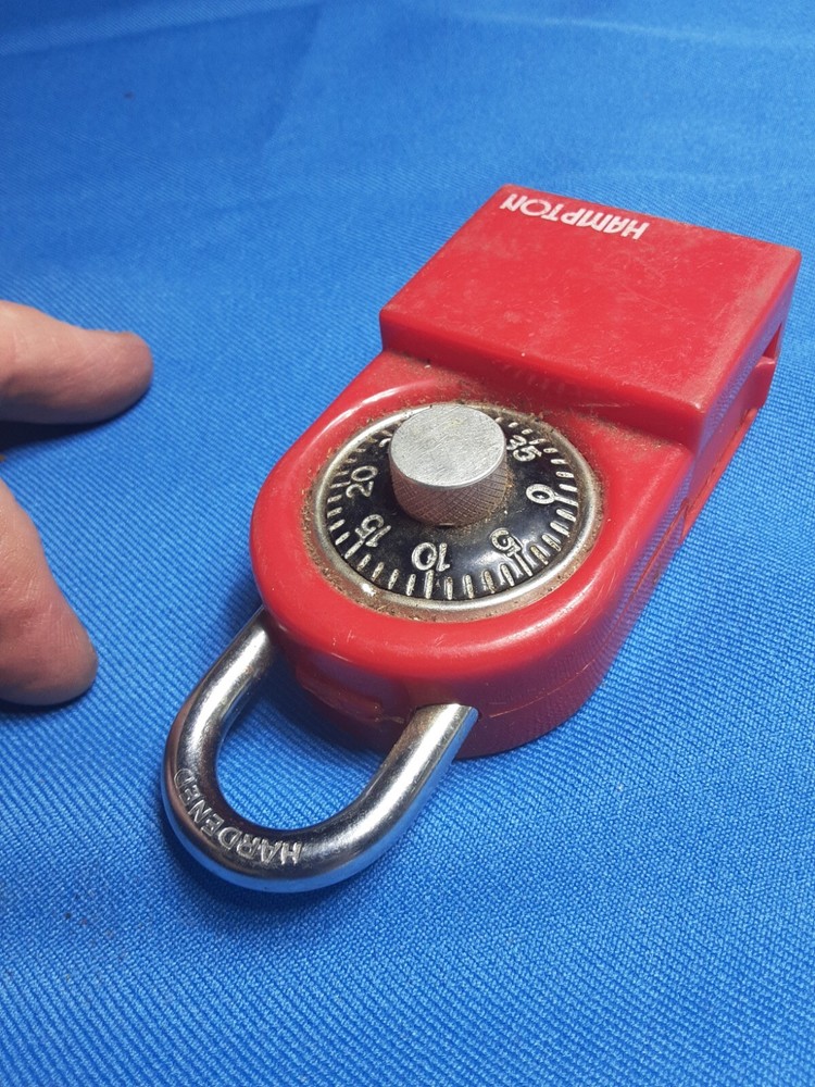 Hampton Dial Combination Lock - RED -Plus Secret Compartment Vtg 2” .X.