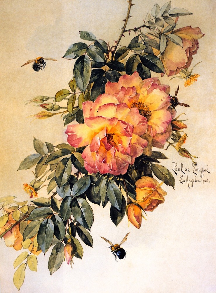 Chart Needlework DIY Counted Cross Stitch Patterns - Roses and Bumblebees II