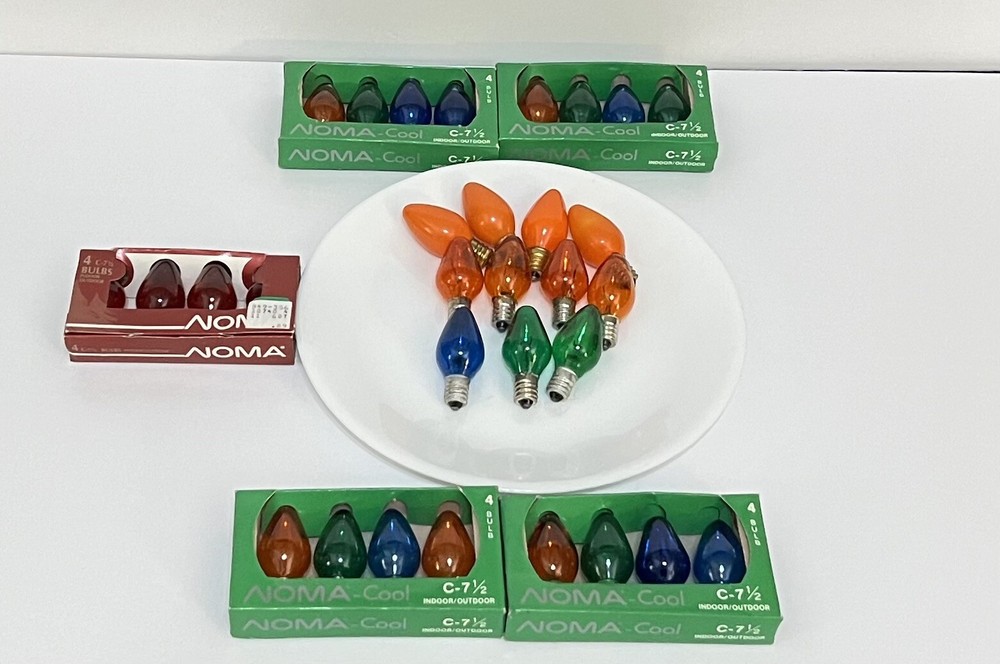 Vintage NOMA C-7 1/2 String Light Bulbs Cool Burning Multi-Color Christmas Tree