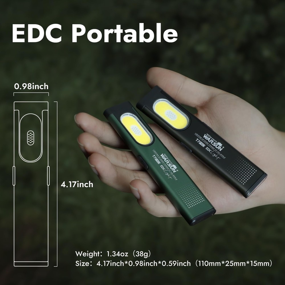 WARSUN Compact Multi-Mode Pocket LED Flashlight - 675LM, USB-C Rechargeable, ...