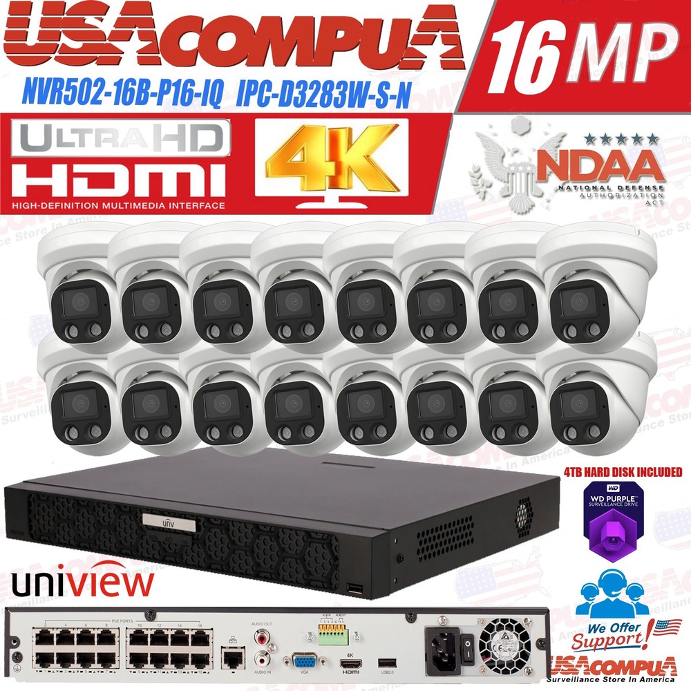 UNIVIEW 16CH 4K NVR NDAA Network Uniview 12 x 4K Audio IP Camera Security Kit
