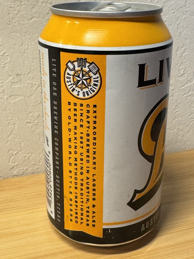 Live Oak Pilz - Empty Beer Can - Austin Texas - Top Opened