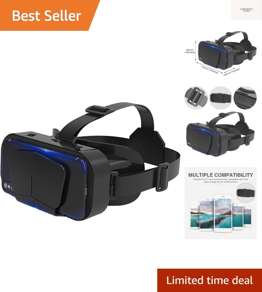 Virtual Reality VR Headset 3D Glasses, VR Headset Support 4.7-7 Inch Version ...