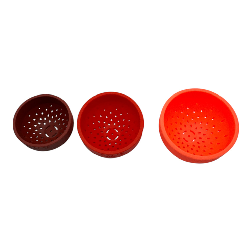 SIFTR NESTING CAN STRAINERS - 3 Red Corla COLANDERS Set NEW IN BOX