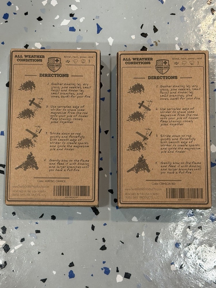 Swiss Safe 2-Pack Fire Starter – with Compass, Whistle, and Striker