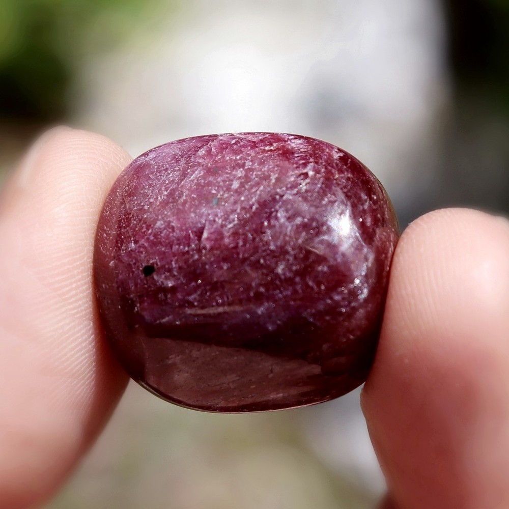 Tumbled Stone: Ruby, Red Corundum from India, Fluorescent (RUB53)