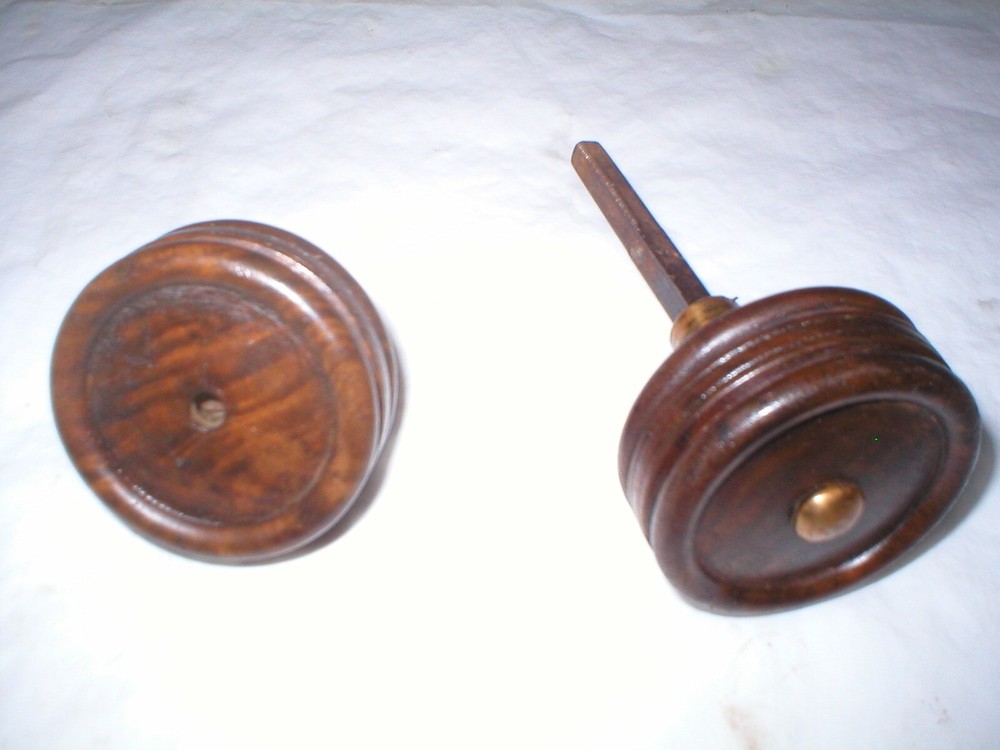 Antique Wood Doorknob Pair
